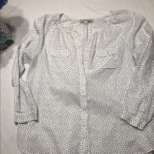 Loft brand white & white button up blouse, large